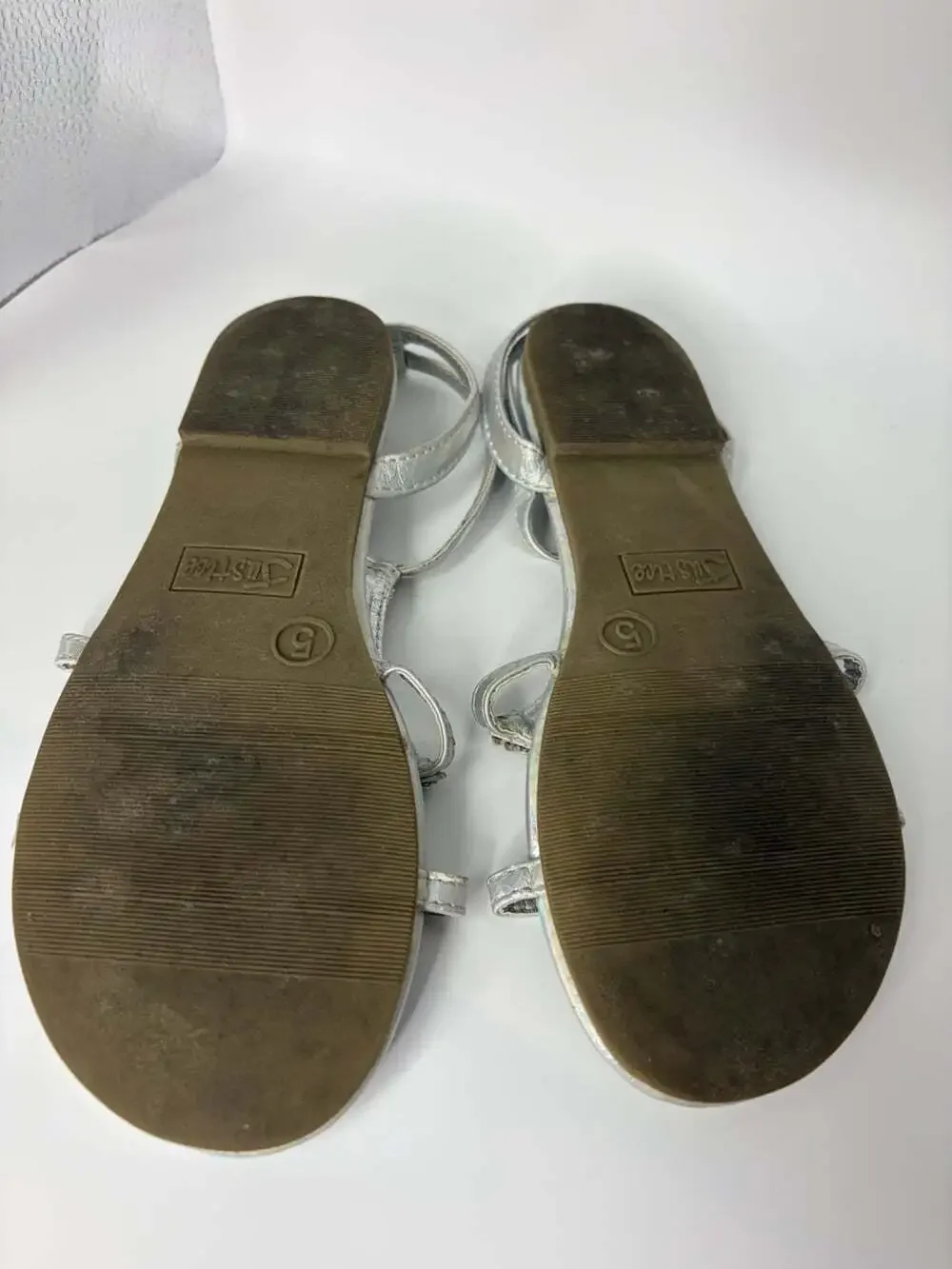 Justice Sandals Girls Size 5 Silver Bling